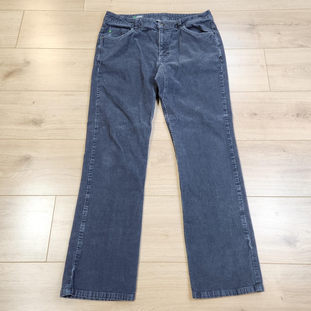 Stio Corduroy Pants Mens 34R Gray 5 Pocket Casual Stretch Organic Cotton Hiking